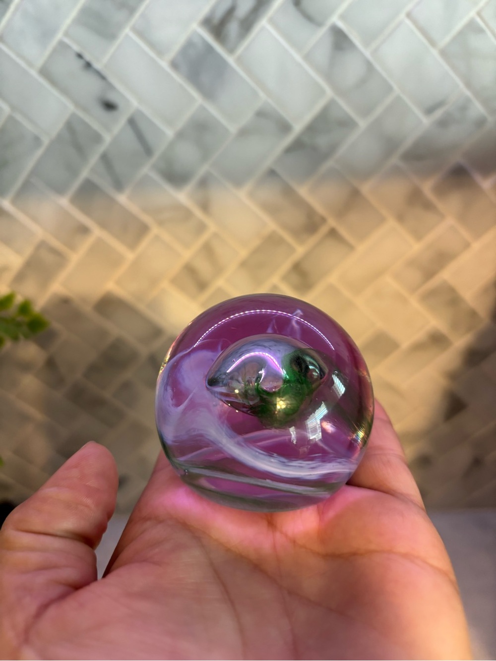 Caithness mooncrystal Scotland handblown glass paperweight